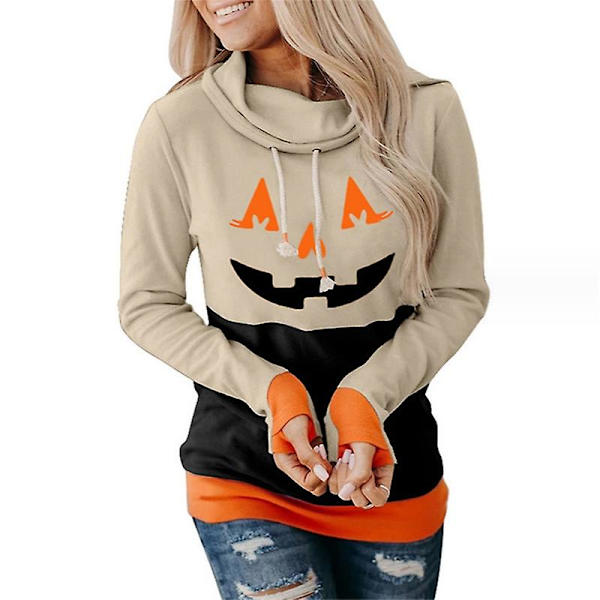 Halloween Trøjer til Kvinder - Græskar Ansigt Dansende Skelet Trøje Langærmet Sweater Sjov Grafisk Trøje style 14 L