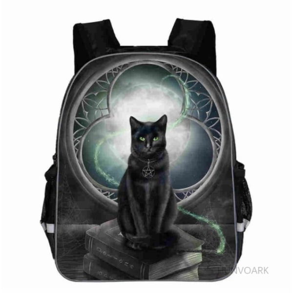 Ny svart katt ryggsäck Djur Gotisk månfas Casual skolväskor Småbarn Pojkar Flickor Tonåring multi 13 inch