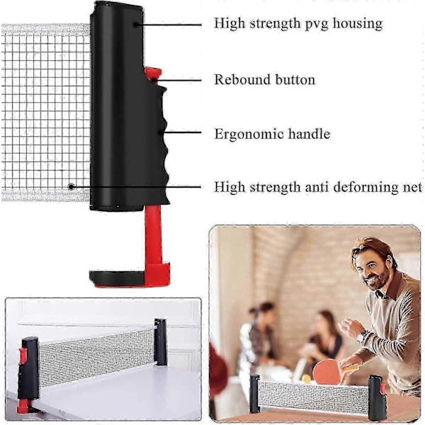 Uttrekkbart Ping Pong Nett, Portabelt Bordtennisnettstativ, Perfekt For Ping Pong Bord, Skrivebord, Spisebord