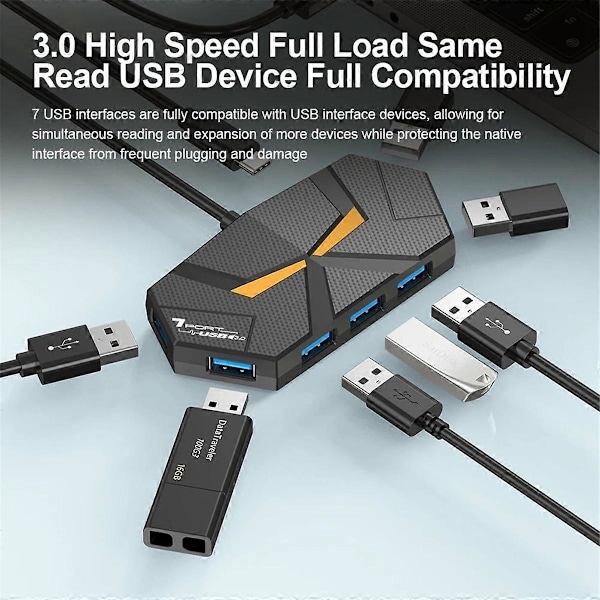 7 Portin USB 3.0 Type C HUB Laajennin 5Gbps Nopea OTG-sovitin A