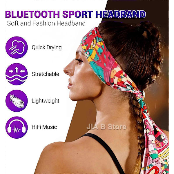 Sovhörlurar Bluetooth Pannband Sport Träningshuvudband Trådlöst Bekvämt Musikband med Tunna HD-Högtalare för Sidosovare, Sport, Yoga