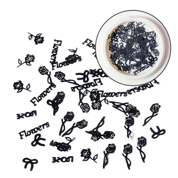 3D Alla hjärtans dag Nagelkonst Stickers Blommor Nageldekaler Träflis Nageldekoration