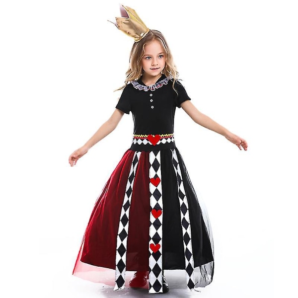 Halloween Costume Girls Fairy Tale Alice In Wonderland Cosplay Poker Queen Kostym Hög kvalitet S