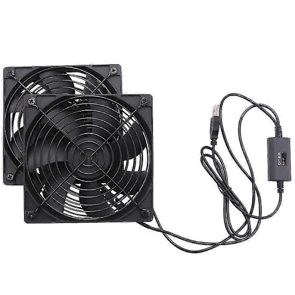 Dobbelt 120mm 5v USB-drevet PC Router Blæsere Med Hastighedsregulator