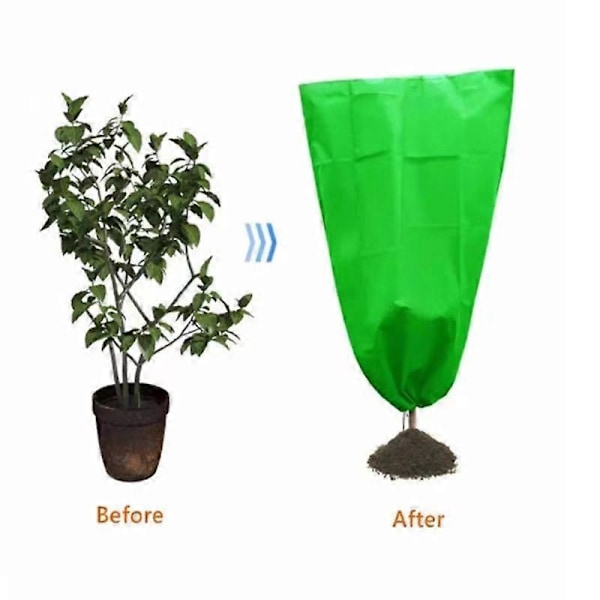 Frostbeskyttelsesdække til vinterplanter, beskyttelsesdække af non-woven stof, trædække, plantesæk 100 * 80 cm, sammenklappeligt spænde 2 stk.