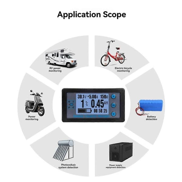 100A Bluetooth Coulometer Batterikapasitetstester Amperemeter Voltmeter