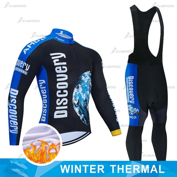 DISCOVERY TEAM LONG Sets MTB cykeltröja Custom Made Ropa Ciclismo Short Cycling Wear Team Winter Thermal Fleece 4 3XL