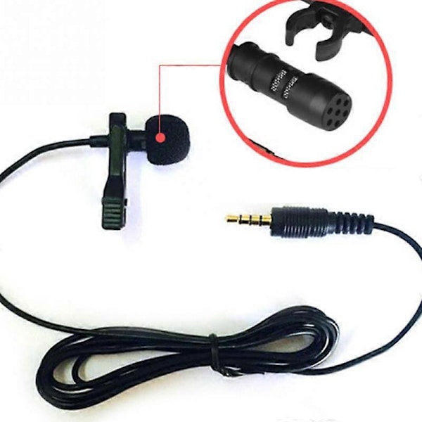 PUJIAMX 3,5 mm Mini Lavalier Mikrofon Metall Clip Slipsmikrofon 1,5 m/3 m Mobiltelefon Mikrofon för Tal Vokal Ljud