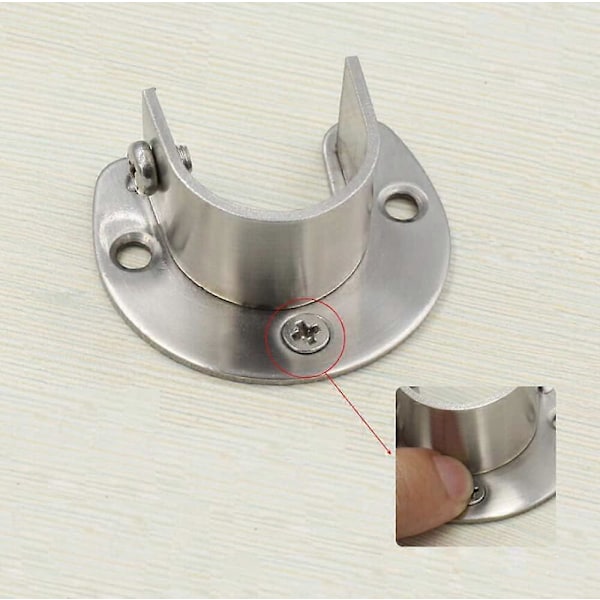 2 Stk Veggmontert Klesstangbrakett Sølv, Gardinstangbrakett, Dusjforhengstangholder for 1.26\" Diameter Klesstang