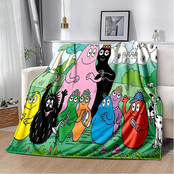 Les Barbapapa Familie Anime tegneserietæppe,blødt tæppe til hjemmet i soveværelset Sengesofa Picnic Rejsekontorbetræk Tæppe Børn 150x200cm 19