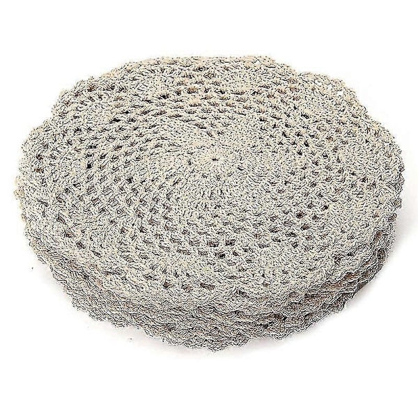 12 stk. Vintage Bomuldsmåtte Rund Håndhæklet Blonde Dækkeservietter Blomsterbrikker Lot Husholdningsbord Deco