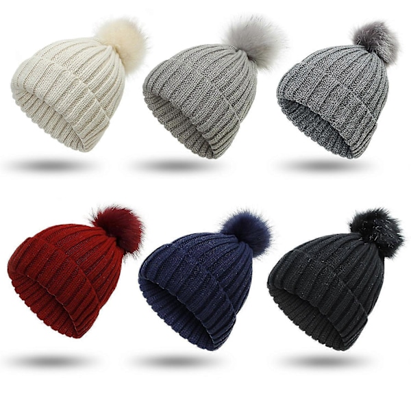 Guoguo Vinterstickad Mössa och Handskar Set Beanie Mössa Pekskärmshandskar 2st Varmt Set för Kallt Väder för Kvinnor