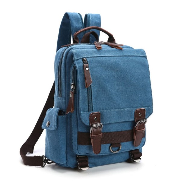 ny liten canvas ryggsäck män Reseryggsäck Multifunktionell axelväska för kvinnor Laptop ryggsäck Skolväskor Dam Daypack sky blue 2