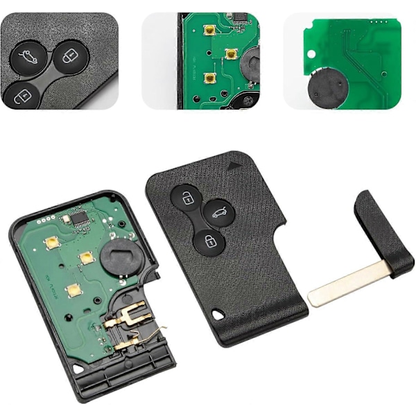 Knappar Fjärrkontroll Kortnyckel för Ren-ault Megane 2 Scenic 2 Clio 3 Laguna 2 Espace 4 Vel-satis 2001-2009 433MHz PCF7947/ID46 Chip Smartcard
