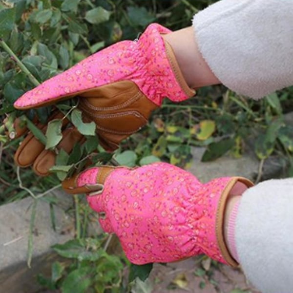 Kvinnor Trädgårdsmästare Plantera läder arbetshandskar, restaurering, skyddande