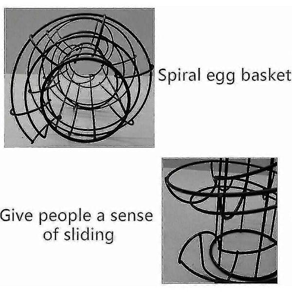 Kryc- Egg Dispenser Spiral Oppbevaring, Metall Jern Spiral Egg Rack Egg Kjøkken Display Stativ, For 24 Egg (svart)