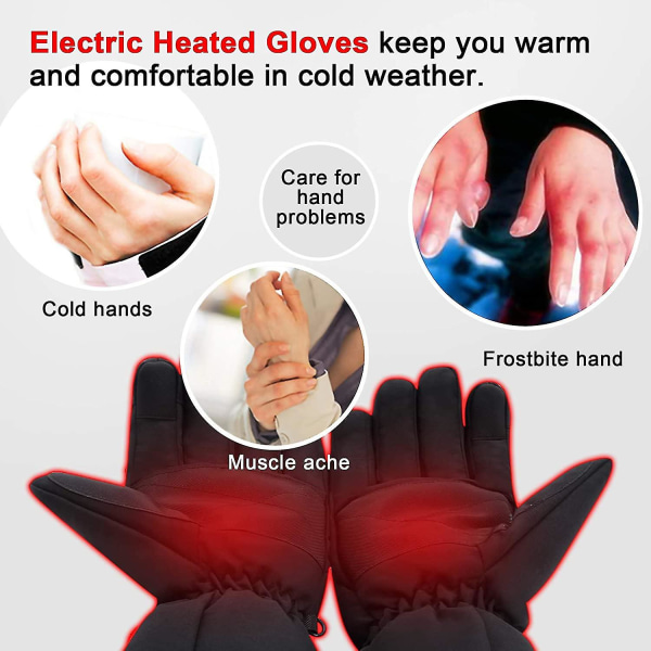 Elektriske opvarmede handsker, bærbare batterivarme termiske handsker, vandtæt berøringsskærm
