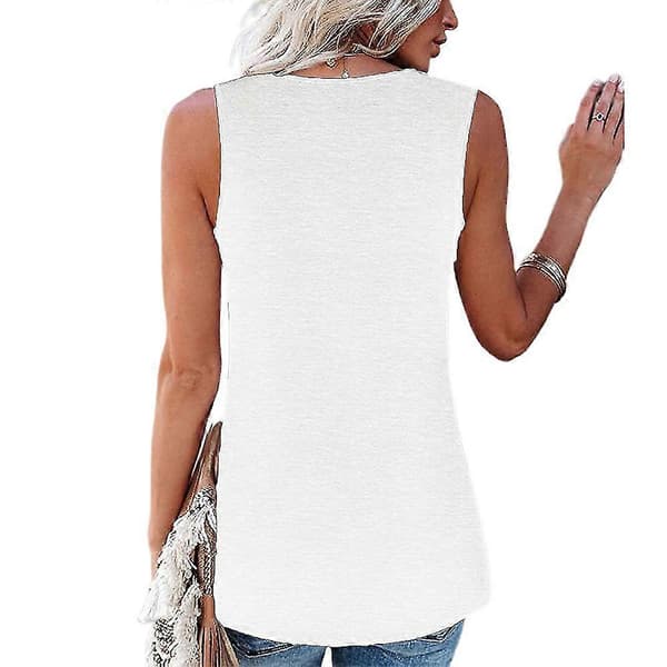 Dame Dame Blonde Patchwork Ærmeløs Løs Vest Tank Afslappede Toppe