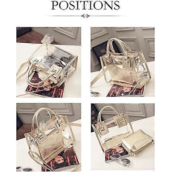 2 stk. Gjennomsiktig Jelly Tote Strand Crossbody Dameveske Gjennomsiktig Crossbody Skulderveske Tote Bag