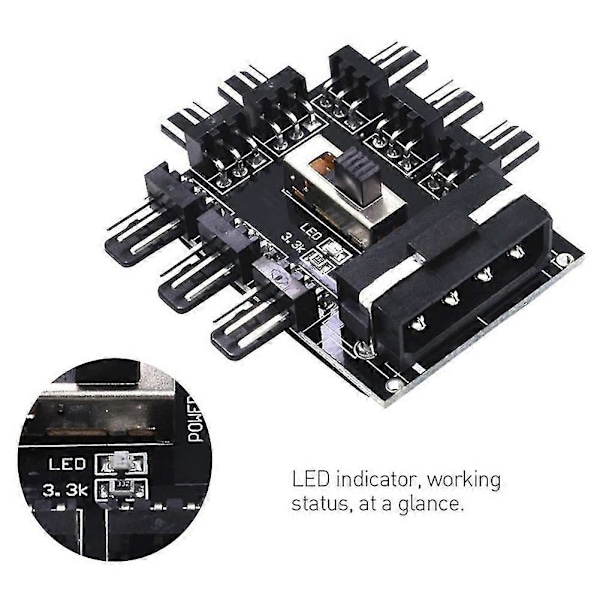 1 til 8 Pin Fan Hub Sata Pwm Molex Splitter Pc Mining Kabel 12V 4-Pin/Sata Adapter Todelt Sæt til Sata og 4Pin