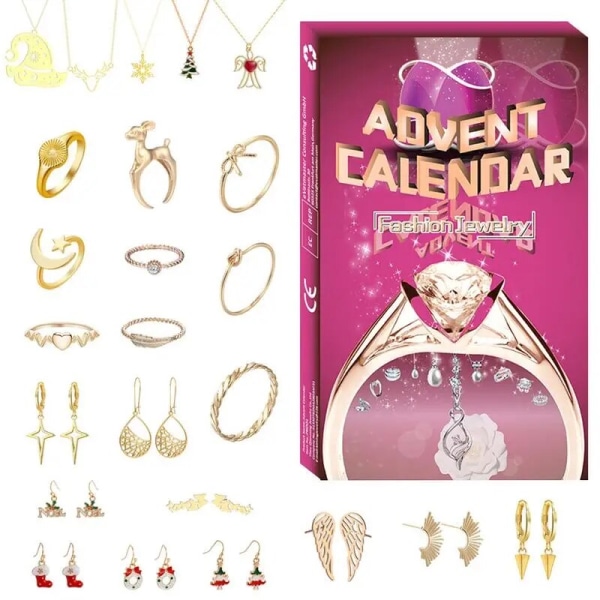 24-dagers juleadventskalender Nedtellingssett DIY smykker Ring Halskjede Making Kit Christmas Blind Box Surprise Gift For Kids style 1