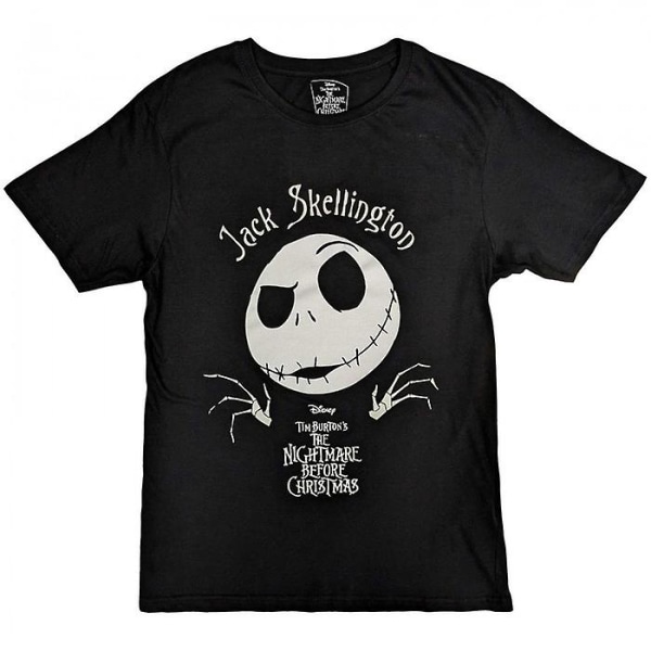 Mareridt før jul Unisex voksen Jack Skellington T-shirt med hoved bomuldsudsmykket M