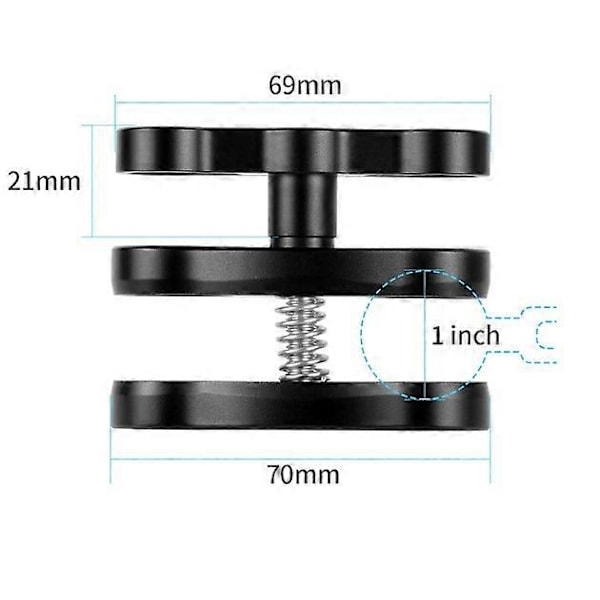 1 kugle klemme, aluminiumslegering dykkerlampe klemme sommerfugl klemme kamera sommerfugl klemme kamera dykning sort