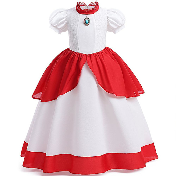Super Mario Princess Peach Costume Dress Party Halloween Fancy Dress Gift 6-7 Years
