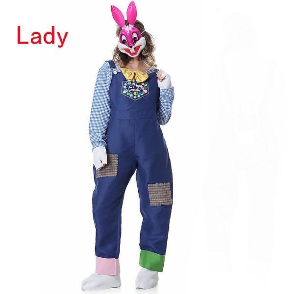 Karneval Halloween Påskhare Maskot Kostym Unisex Förälder Barn Spöklikt Rollspel Cosplay Fancy festklänning Lady M