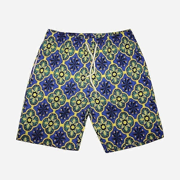 Herr Strandshorts med Dragsko, Lös Passform, Sommar Mini Byxor, Elastisk Midja