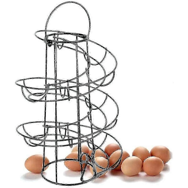Æggeholder til køkken Spiral Opbevaringshylde Æggebakke Spiral Dispenser Rack Holder Op Til 18 Æg (sort) Tw