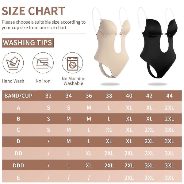 Tflycq Kvinnor kastar djup V-ringad Body Shaper Axelbandslös rygglös Body Shapewear Beige 2XL