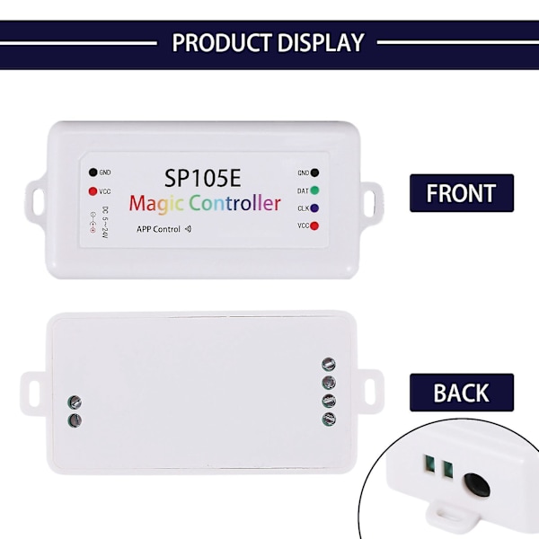 Sp105e Trådløs Bluetooth-styreenhed App Ws2811 Ws2812b Ws2801 Sk6812 Apa102 Individuelt Adresse