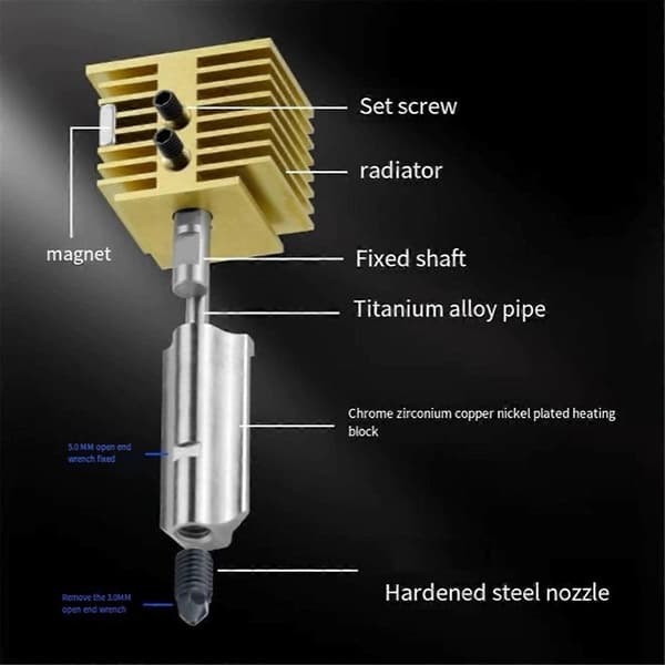 För Bambu Lab A1 Hotend Kit 0.2/0.4/0.6/0.8MM Munstycke Mässing