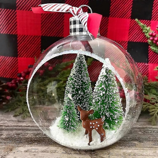 Julgransprydnader 10 st Julgransdekoration Klara Plastkulor Transparent Kan Öppnas Låda