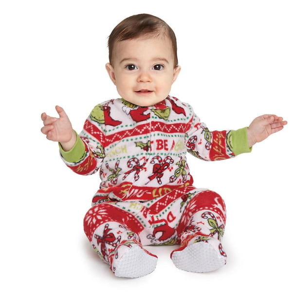 Christmas Grinch Familie Matchende Pyjamas Sett Jule Pyjamas Gave Baby 12-18 Months