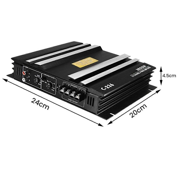 C-236 3800W Bilforstærker 2 Kanal Sort Aluminium Legering Høj Effekt Bil Stereo Audio Effektforstærker