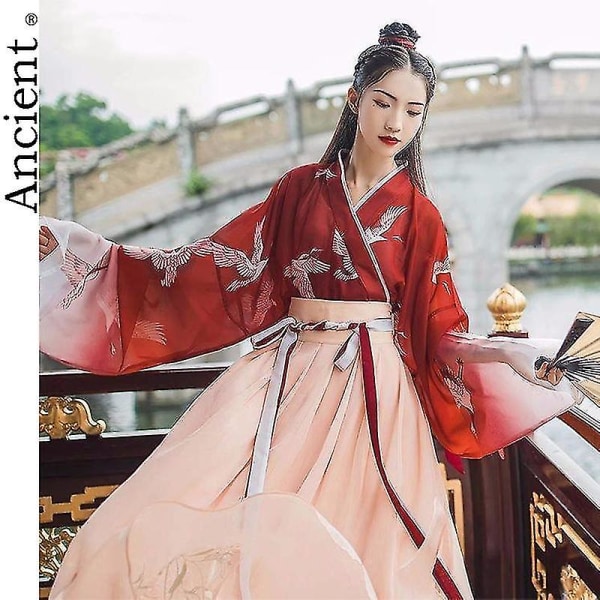 Hanfu Han Element Gammel kinesisk stil Ming-dynastiet Forbedring  Tradisjonelle klær Kvinne Asiatisk kjole Jente Gules Frakkskjørt 0d44 |  Fyndiq
