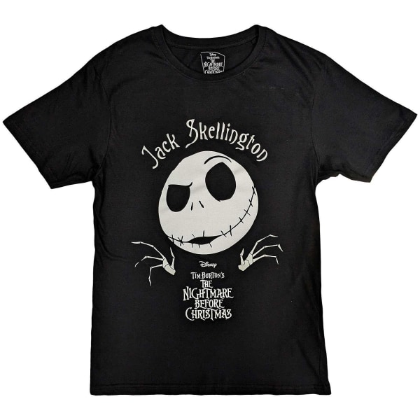 Mareridt før jul Unisex voksen Jack Skellington T-shirt med hoved bomuldsudsmykket M