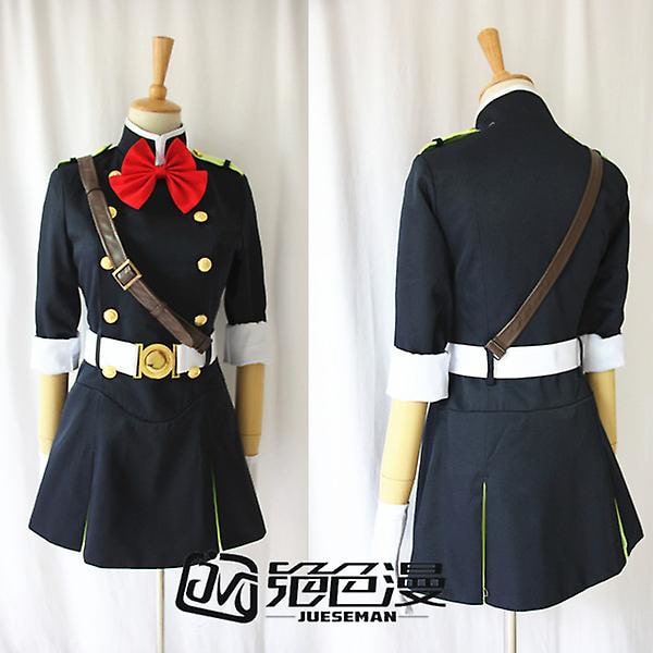 Anime Seraph Of The End Mitsuba Sangu Halloween Party Cosplay Kostym Kvinnor Militär Uniform Dräkter Set Mitsuba Sangu Wig Shoe S