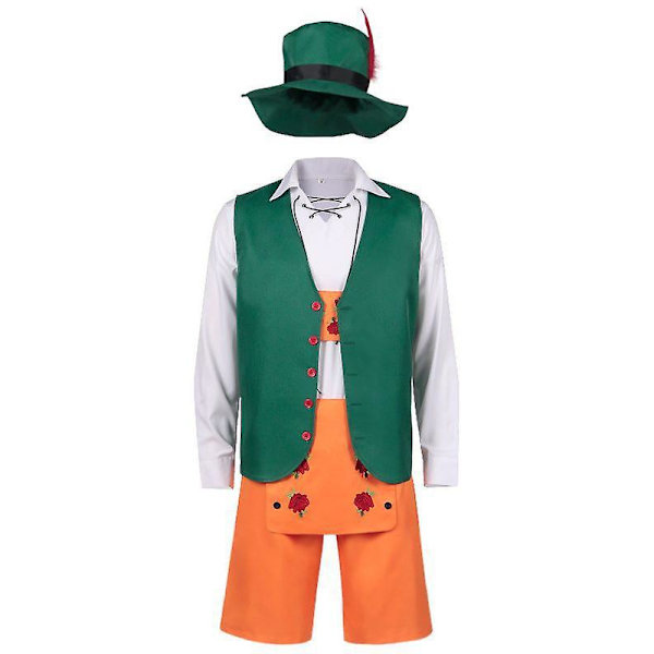 Nya Halloween-karnevalsdräkter Tyska Oktoberfest-kostymer Delade hängslen Kostym bayerska damkläder L green blue