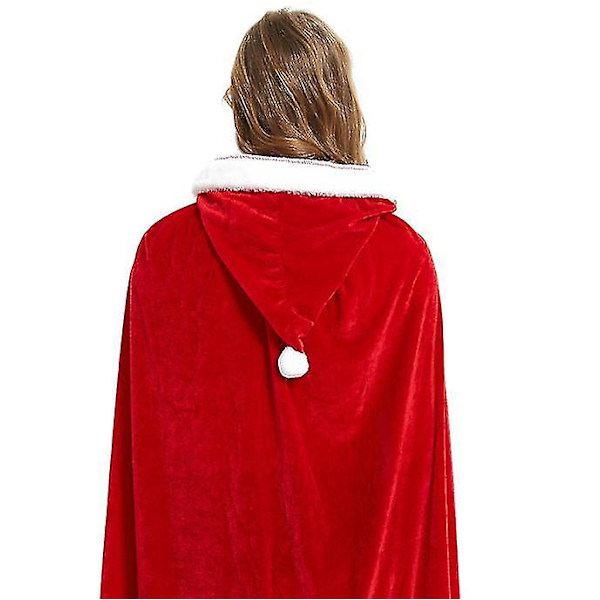 Julkappa Red Hooded Cape Party Kostym För Vuxen 120cm