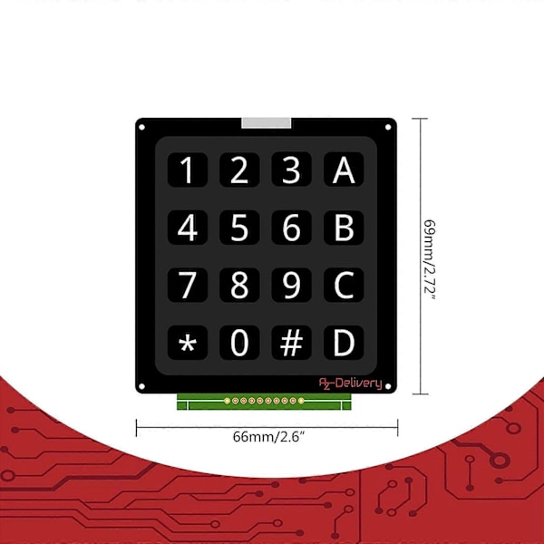 4x4 Tastatur MCU Board Tastatur Moduler med 16 Taster 4x4 Trykknapper Ekstern Tastatur Array Knap Tastatur