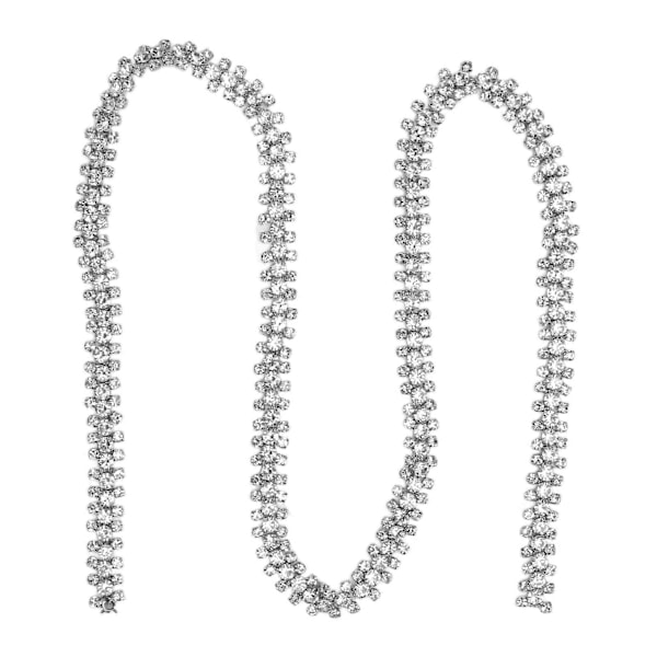 1 Yard Rhinestone Kjedebånd - 3 Rader Rund Glitrende Hvit for DIY Smykker Bryllupsdekor