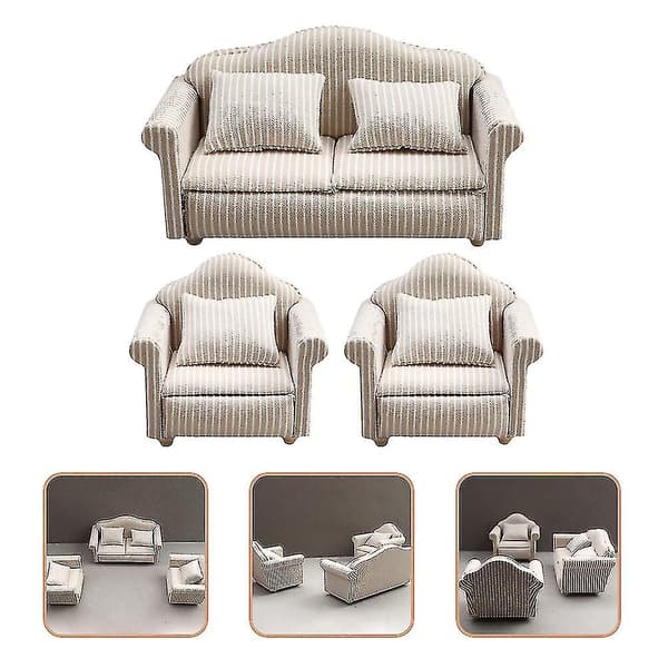 3 stk Miniatyr Sofa Modell Dukkehus Møbler Sofa Miniatyr Sofa Modell Miniatyr Sofapute
