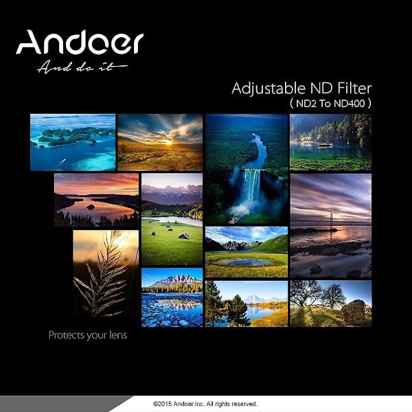 Andoer 82mm ND Fader Neutral Density Justerbart ND2 till ND400 Variabelt Filter för Canon Nikon DSLR Ca