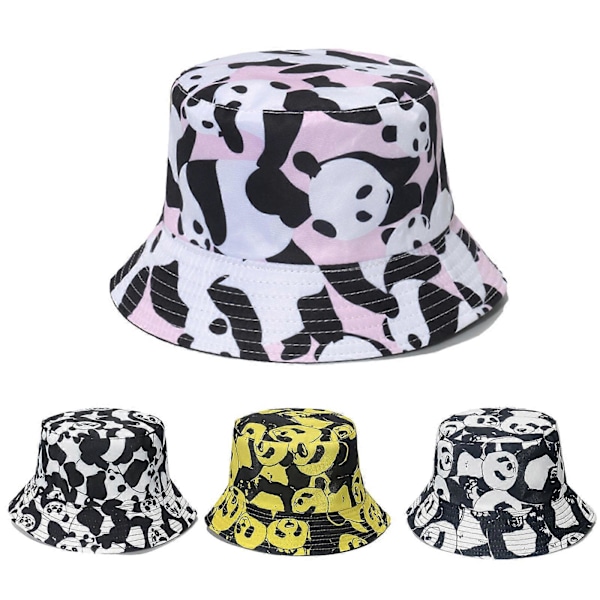 Casual Fiskehatt Allmatch Tecknad Panda Bucket Hatt för Vandring Camping
