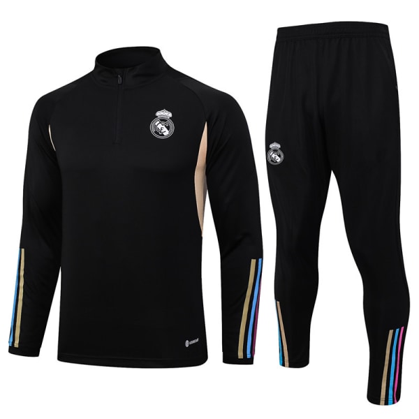 23-24 sesong Thai versjon langermet trøyesett Real Madrid langermet halvtrekk treningsdress for voksne og barn black XXL