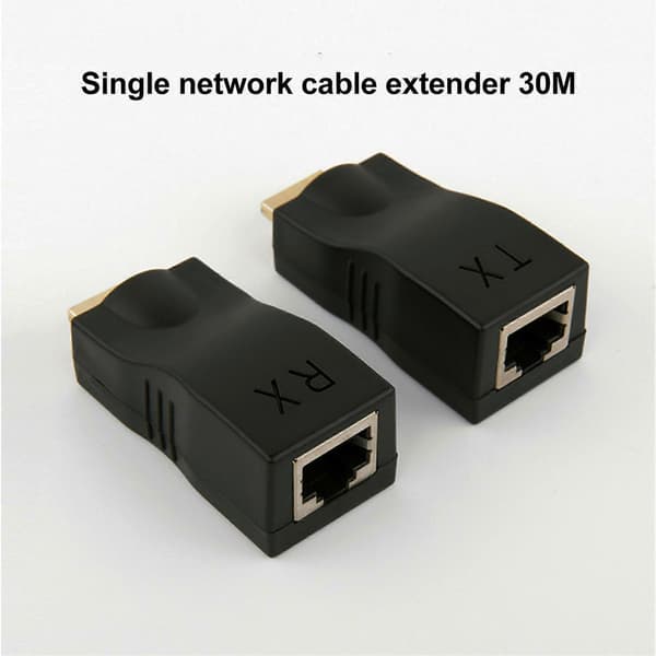 2 stk. HD Multimedia Interface til RJ45 Extender 30 m Transmissionsafstand Bærbar HD Multimedia Interface Extender Sort