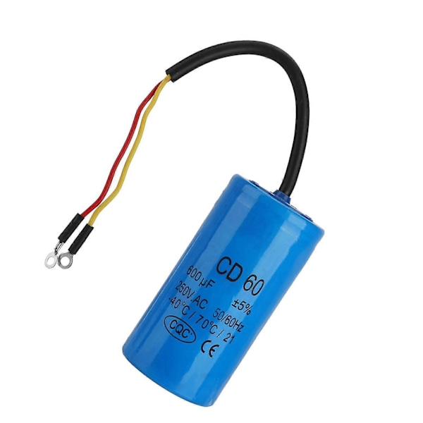 CD60 Startkondensator 600uF 250V AC för Luftkompressormotor 50/60Hz med Kabel
